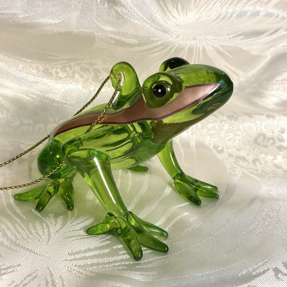 St. Nicholas Tropical Tree Frog Hand Blown Art Glass Christmas Ornament